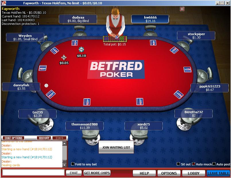 Screenshot BetFred Poker